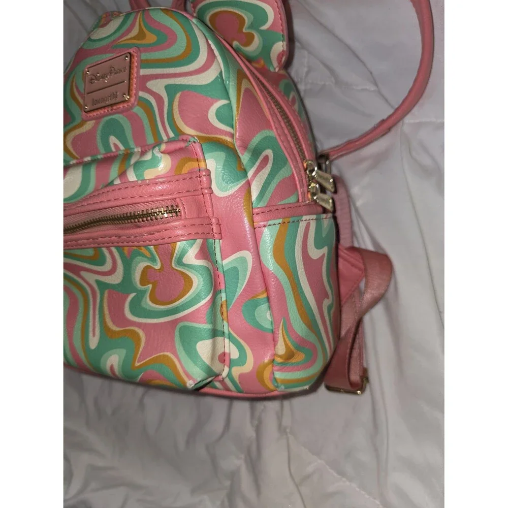 Loungefly Disney Mickey Minnie mouse tie dye swirl mini backpack bookbag bag!